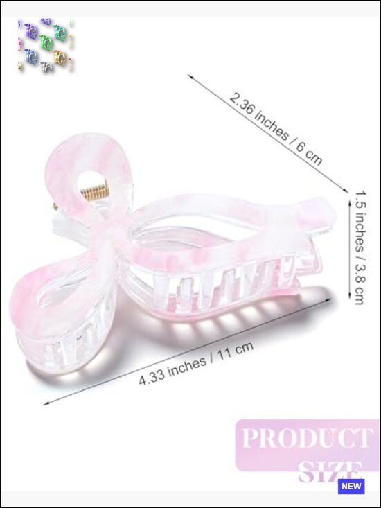 4 Pcs Acrylic Bow Hair Clips Large Claw Clips for Thick Hair Secure Hold